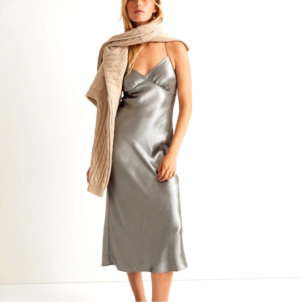 Madewell Elegant Silver Satin Nightgown, Size 10, worn once